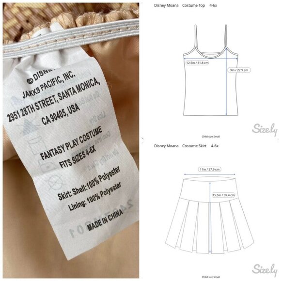 Disney Girls Moana Classic Adventure Halloween Costume 4-6X with NEW Deluxe Wig - Picture 12 of 12